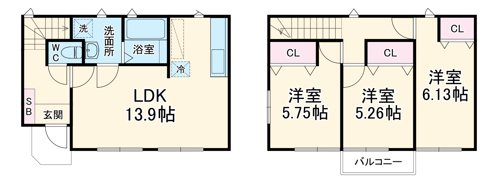 グランソフィア白岡 BCDの間取り