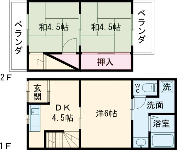 車折甲塚町貸家の間取り