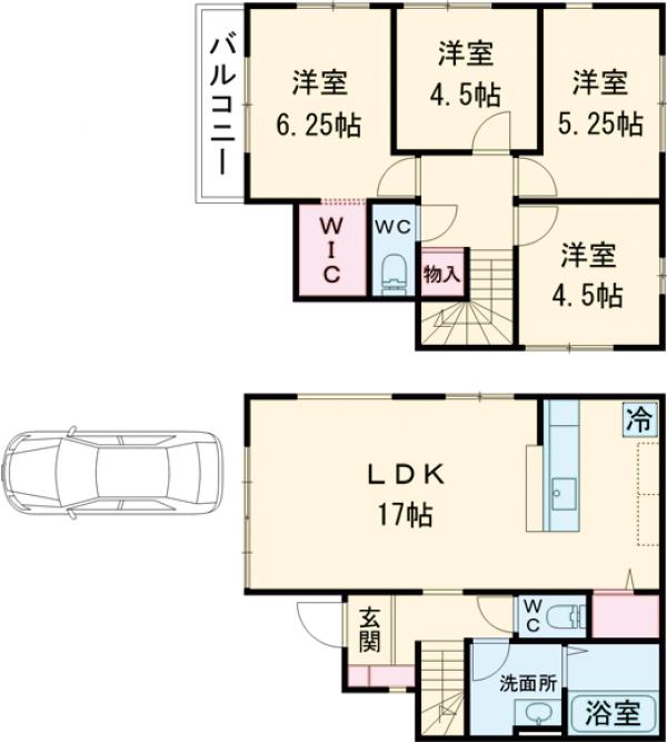 奥海印寺門ノ町貸家の間取り