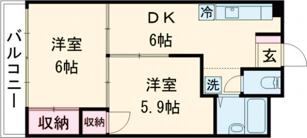 パピヨン渓北の間取り