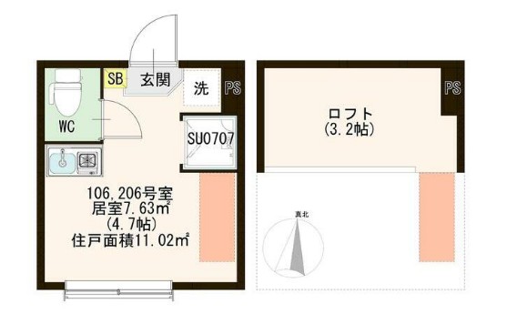 西荻北コーポKの間取り