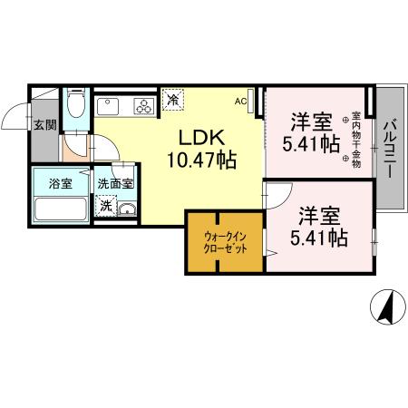 扇の完工年月(2023年6月)築の賃貸アパートの間取り