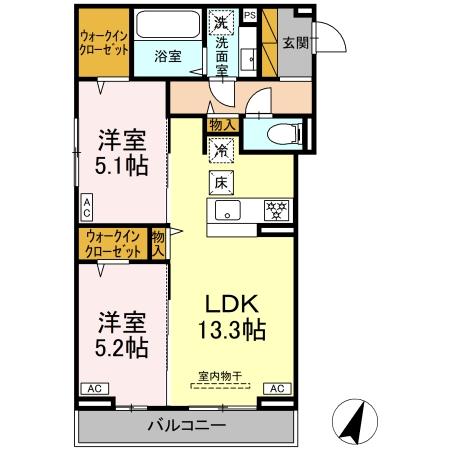 D-ROOM末広Ⅰ Bの間取り