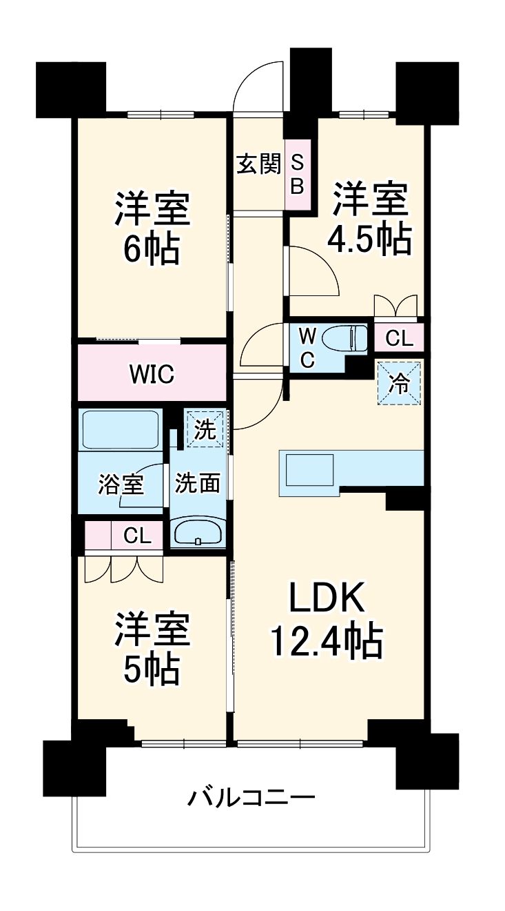 根岸の完工年月(2026年1月)築の賃貸マンションの間取り