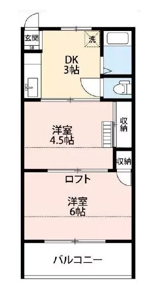若松町の完工年月(1989年7月)築の賃貸アパートの間取り