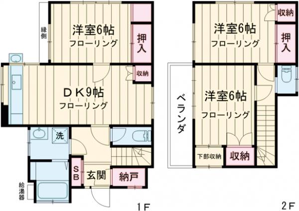巣鴨の完工年月(1987年6月)築の賃貸一戸建ての間取り