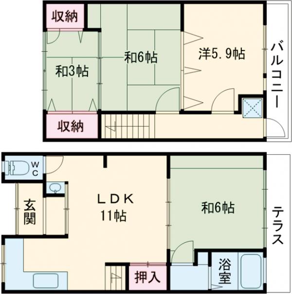 宇多野御池町貸家の間取り