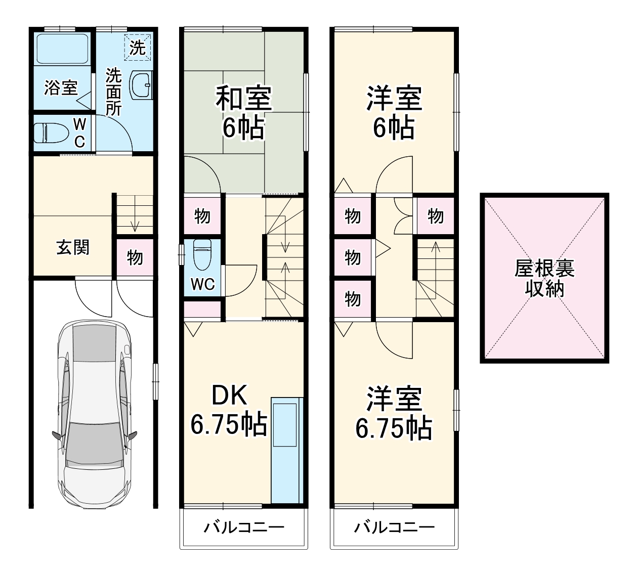 中浜3丁目貸家の間取り
