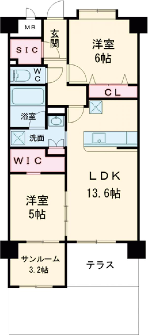 Luminous Terrace 諸岡の間取り