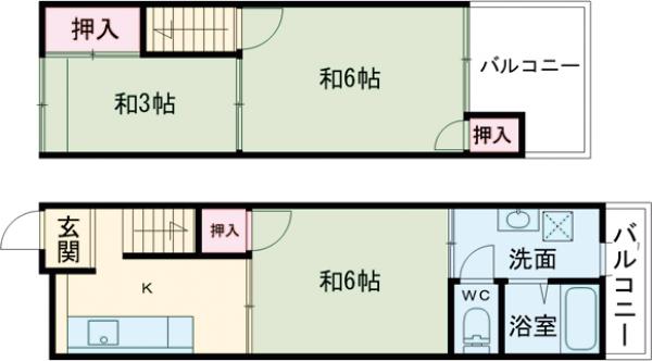 吉祥院石原南町連棟住宅の間取り