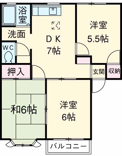 グリーンビレッジBの間取り