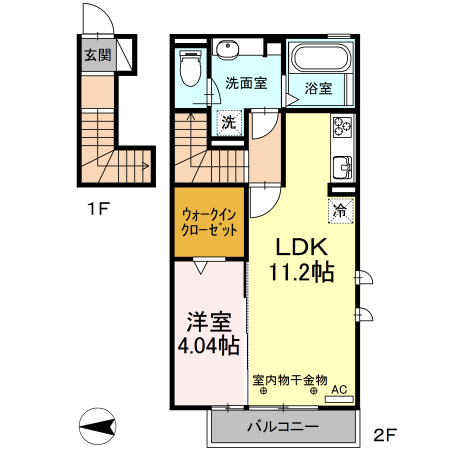 広野の完工年月(2018年7月)築の賃貸アパートの間取り