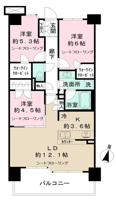 プライム湘南辻堂リーフィアレジデンスの間取り