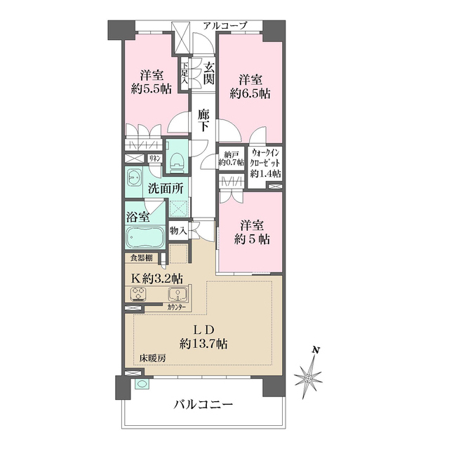 ザ・パークハウス新川崎の間取り