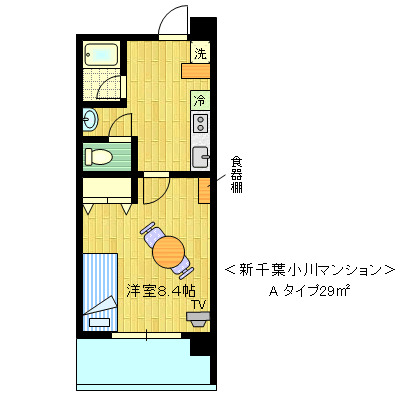 新千葉小川マンション(家具・家電付き)の間取り