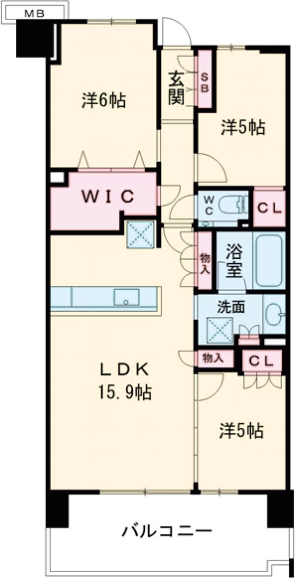 プラウドシティ国立の間取り