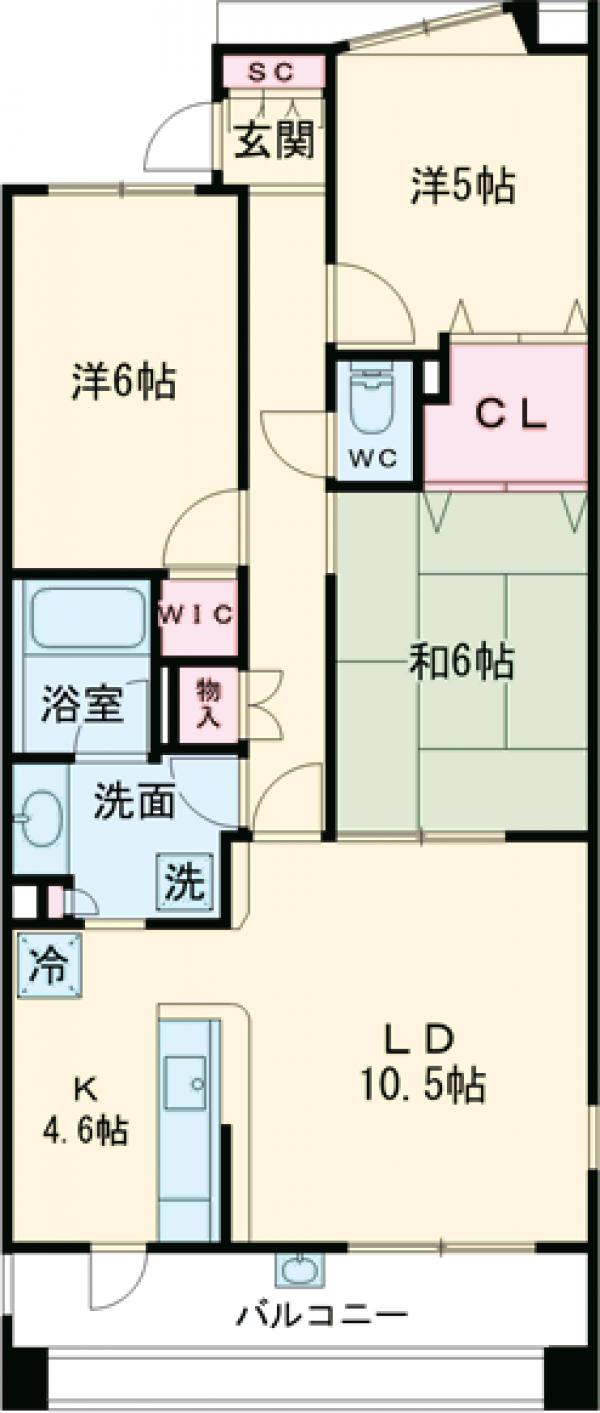 松江の完工年月(2005年1月)築の賃貸マンションの間取り