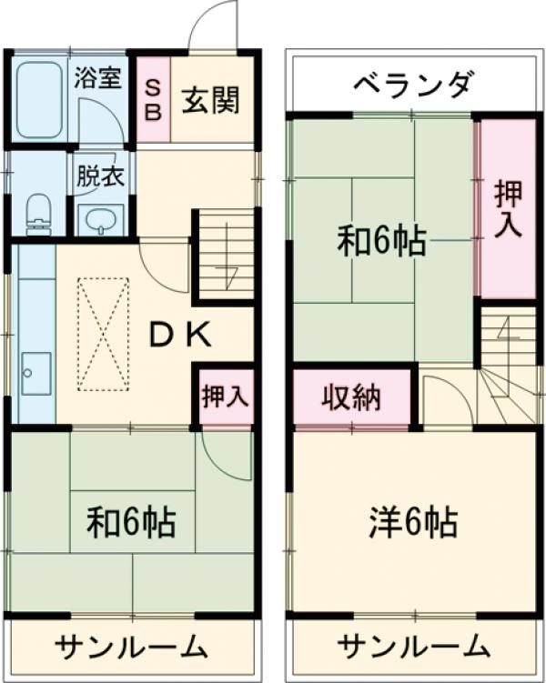 立石の完工年月（1989年5月）築の賃貸一戸建ての間取り