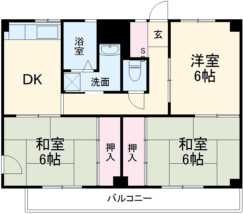 ビレッジハウス古和釜２号棟の間取り
