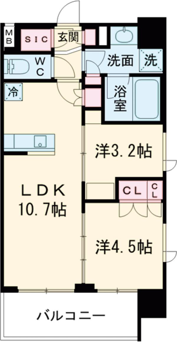 ルフォンプログレ押上EASTの間取り
