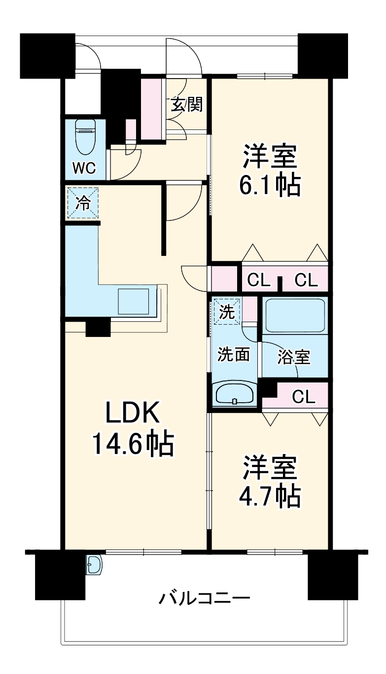 プレサンスロジェ桜川の間取り
