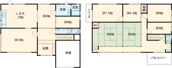 府中町1丁目戸建貸家の間取り
