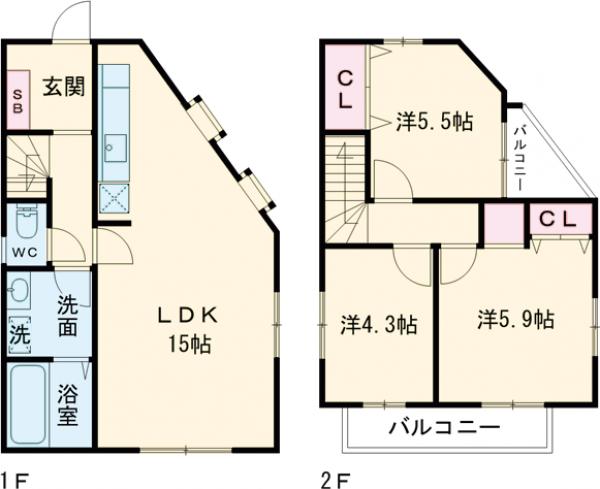 多摩川中古戸建の間取り