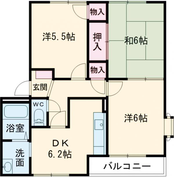 アスカハイムB棟の間取り