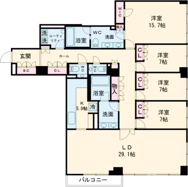 レジディア市谷砂土原 Sの間取り