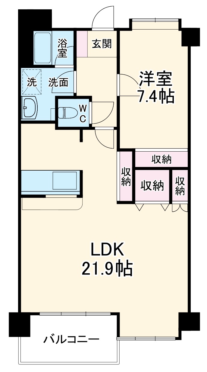 茅ケ崎中央の完工年月(2001年7月)築の賃貸マンションの間取り