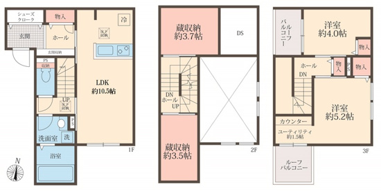  仮）八潮市大原　新築工事の間取り