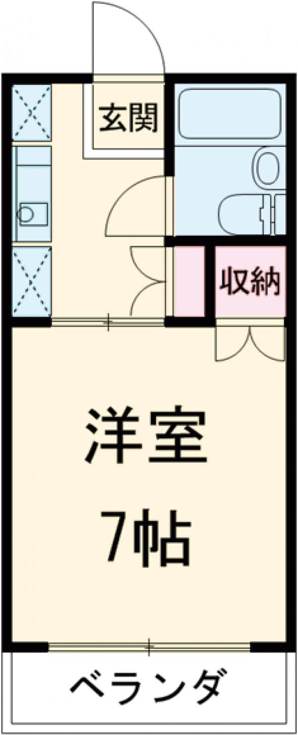 ワンルームフジミの間取り