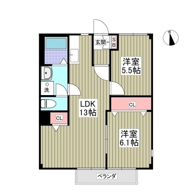 サンハイツ渡辺Bの間取り