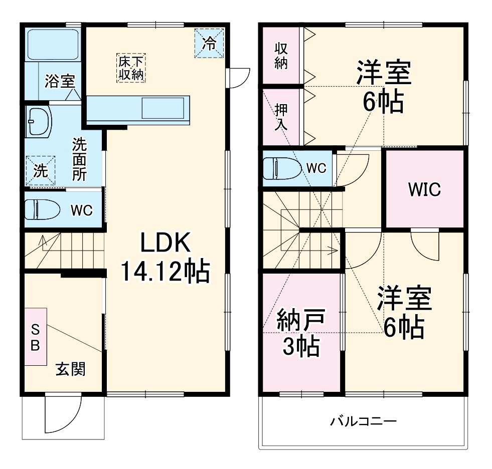 今泉２丁目テラスハウスの間取り