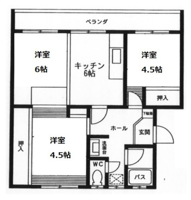 品川ひばりが丘アパート4号棟の間取り