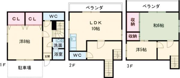 鳳西町テラスハウスの間取り