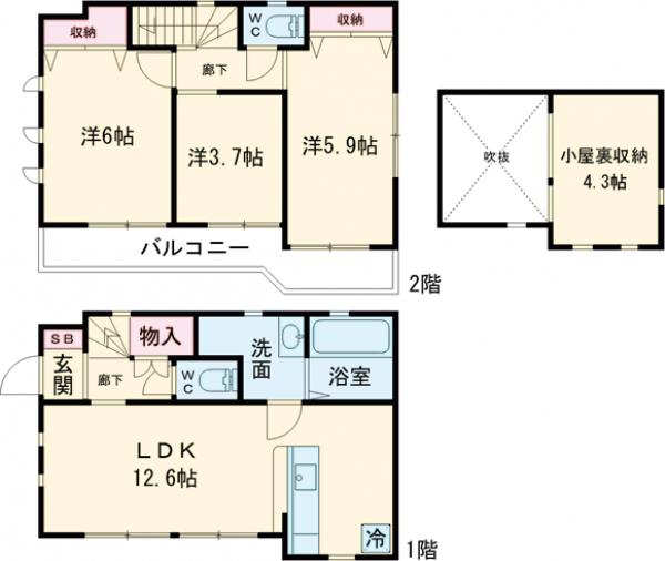 小平市小川町1丁目貸家の間取り
