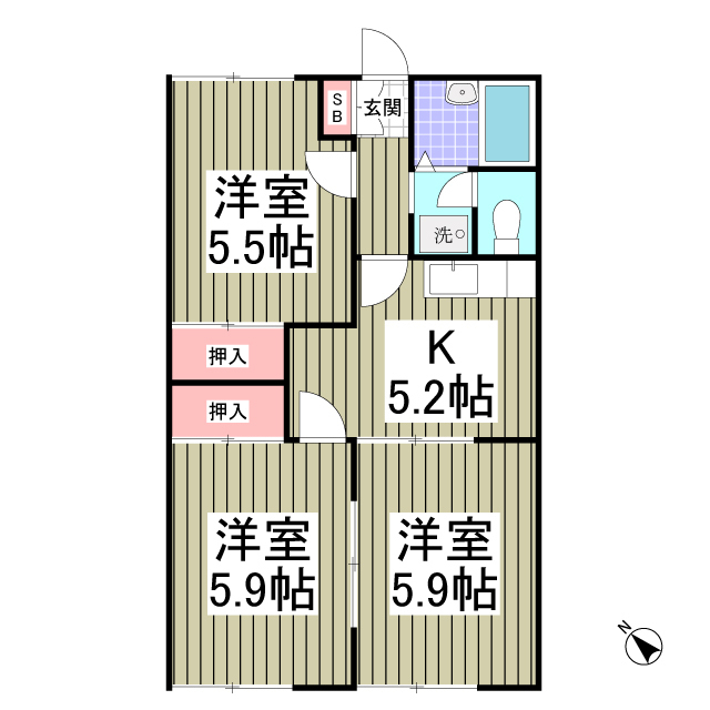 グランハイム稲葉Aの間取り