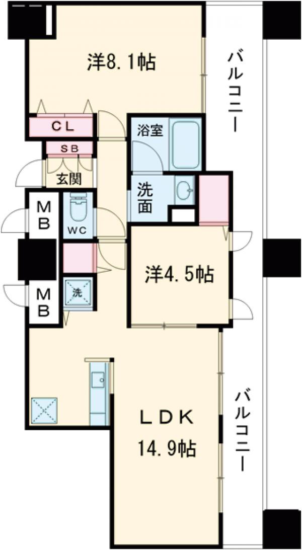 KDXレジデンス大濠ハーバービュータワーの間取り