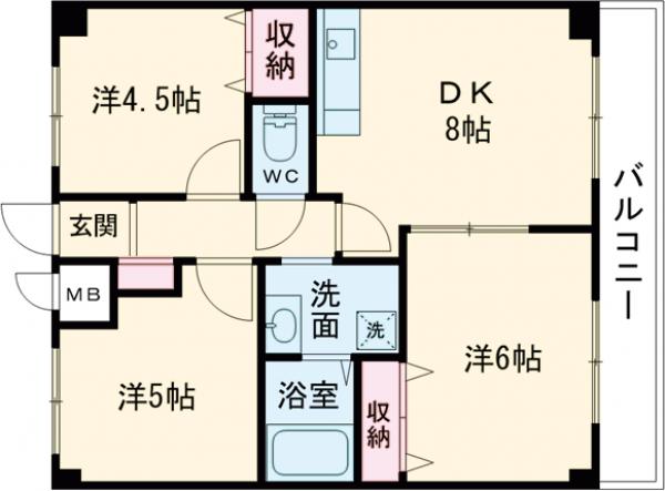 鹿骨の完工年月(1993年3月)築の賃貸マンションの間取り