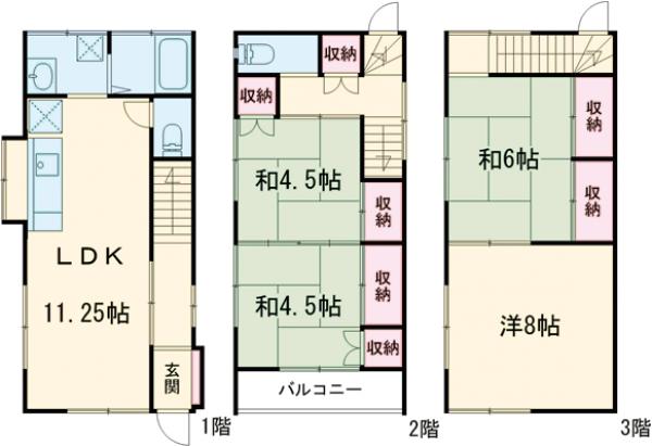上篠崎２丁目貸家・1号室の間取り