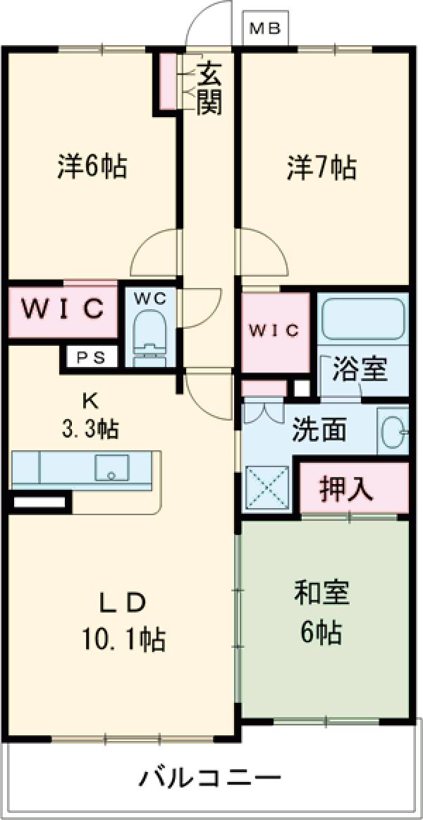 エスリード長岡天神の間取り
