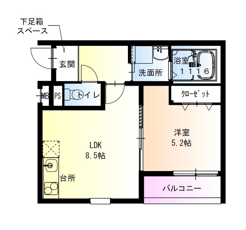 フジパレス和泉大宮駅南Ⅰ番館の間取り