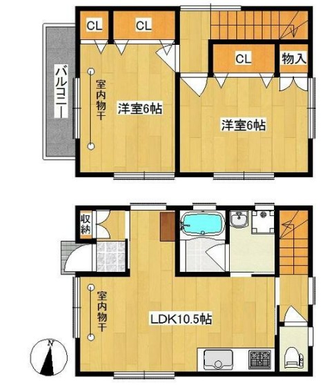 秋山貸家の間取り