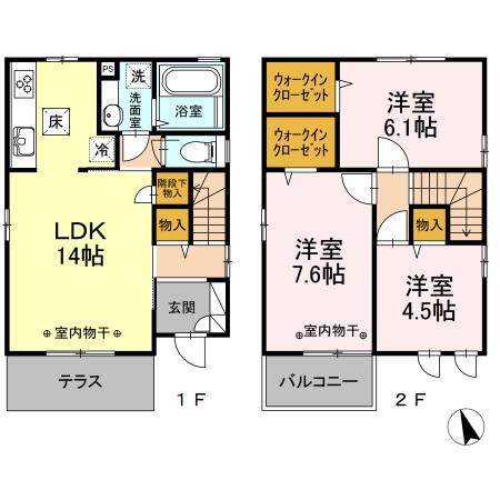国立富士見台2丁目戸建 B棟の間取り