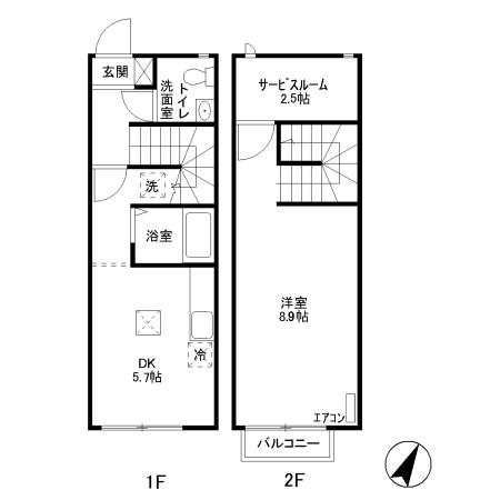 キューブタウン長田 Cの間取り