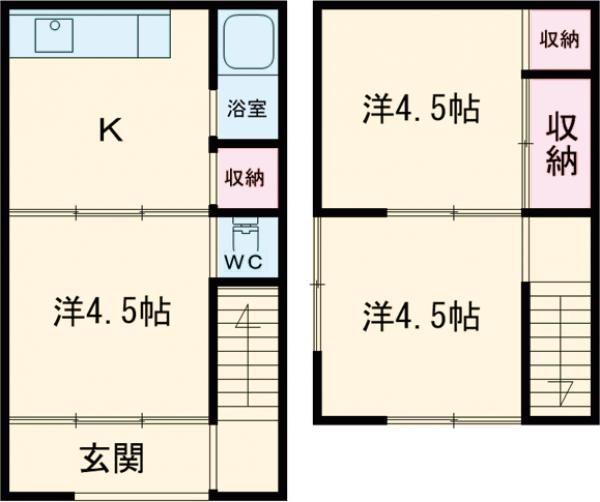 北砂の完工年月(1966年9月)築の賃貸一戸建ての間取り