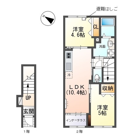 仮) 八王子市弐分方町新築アパートの間取り