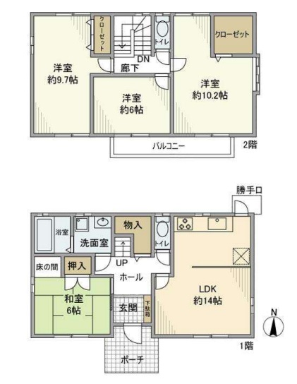 横川町戸建の間取り