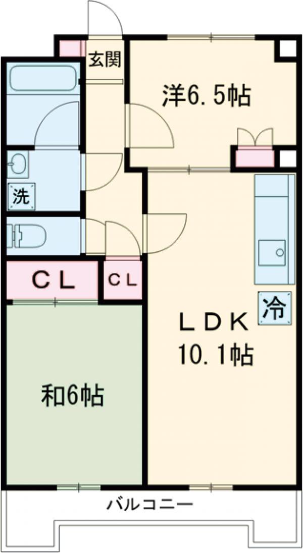 白糸台の完工年月(1998年1月)築の賃貸マンションの間取り